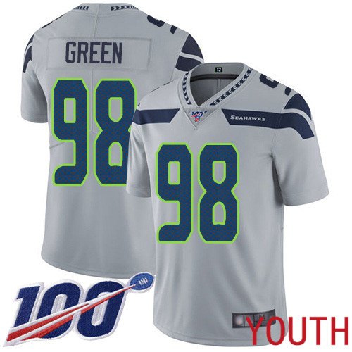 Seattle Seahawks Limited Grey Youth Rasheem Green Alternate Jersey NFL Football #98 100th Season Vapor Untouchable->youth nfl jersey->Youth Jersey